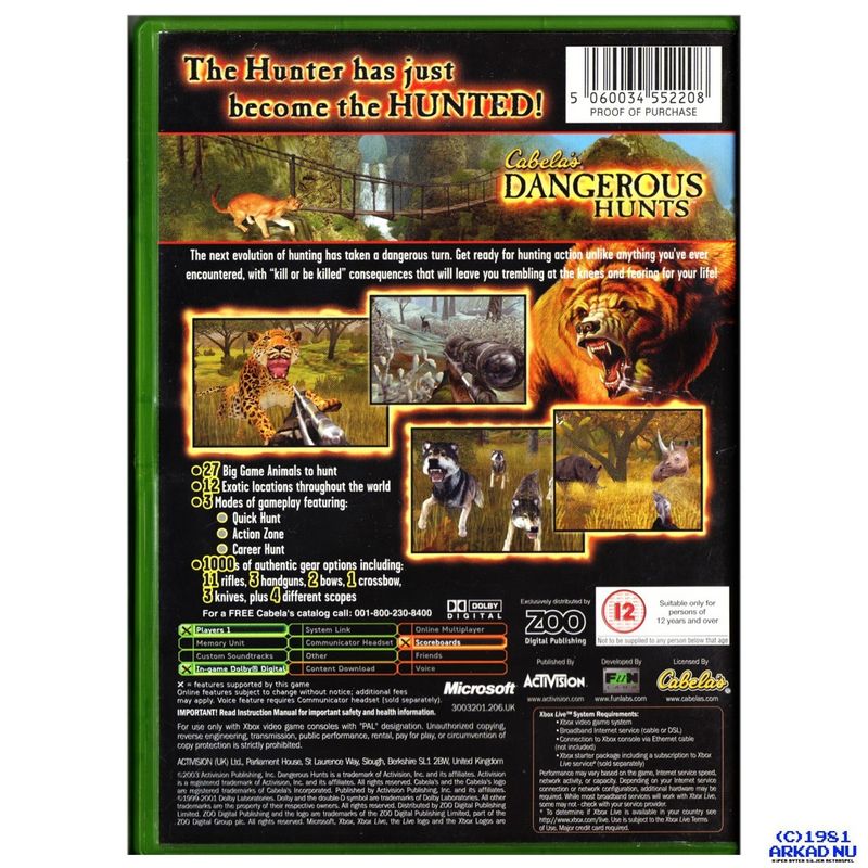 CABELAS DANGEROUS HUNTS XBOX