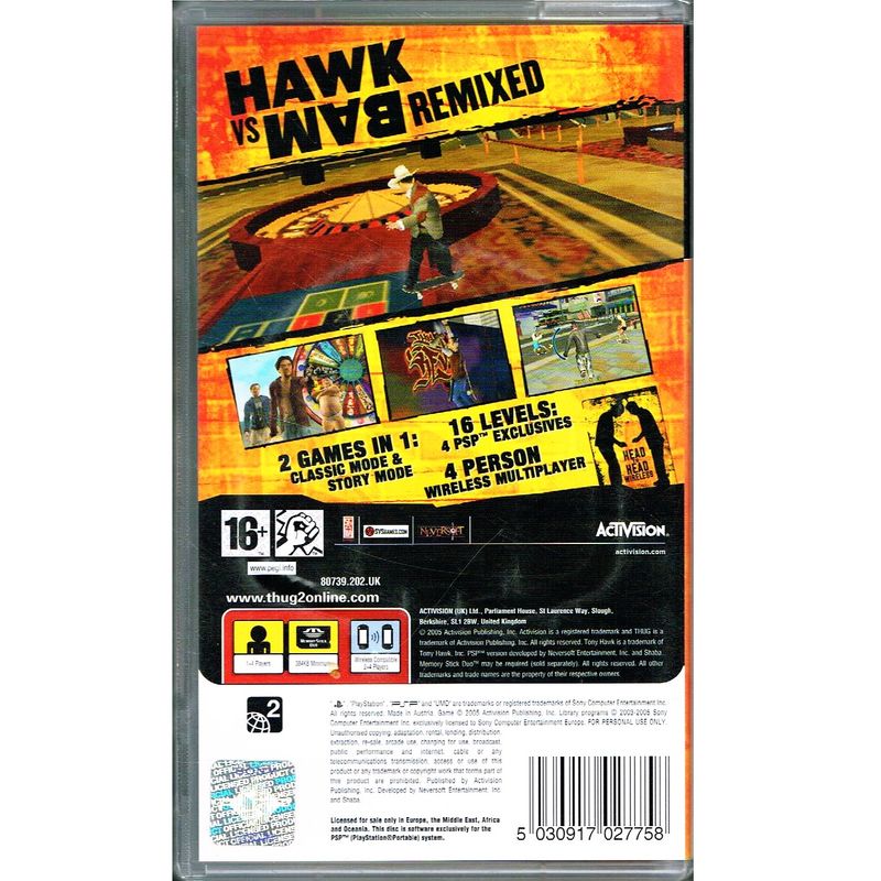 TONY HAWKS UNDERGROUND 2 REMIX PSP