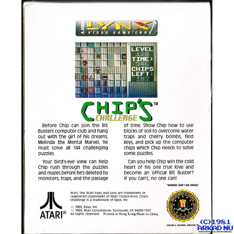 CHIPS CHALLENGE ATARI LYNX INPLASTAD