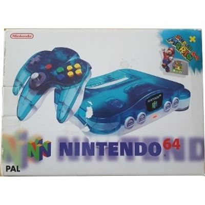 NINTENDO 64 CLEAR BLUE + SUPER MARIO 64 PACK