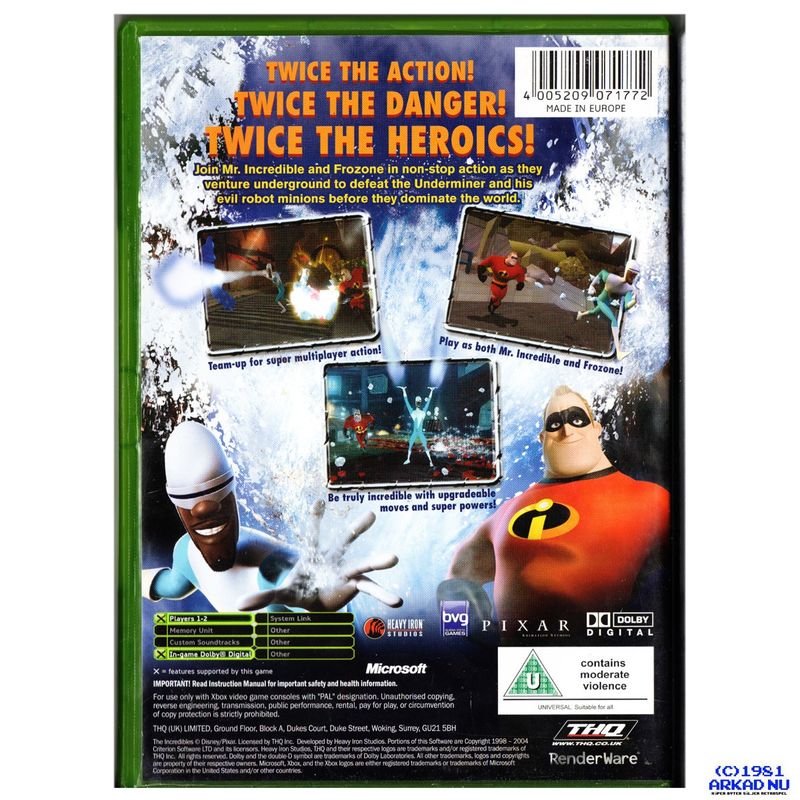 THE INCREDIBLES RISE OF THE UNDERMINER XBOX