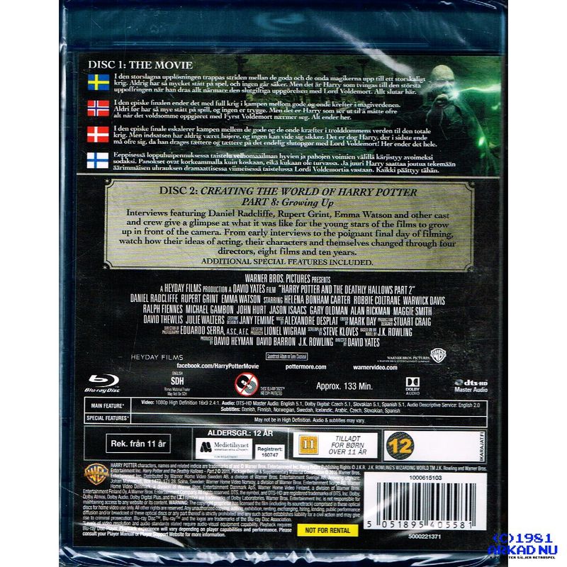 HARRY POTTER AND THE DEATHLY HALLOWS PART 2 YEAR 7 SPECIAL EDITION BLU-RAY