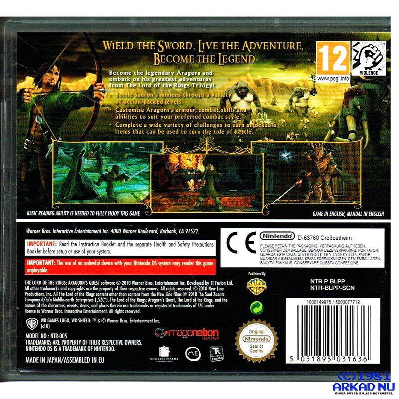 THE LORD OF THE RINGS ARAGORNS QUEST DS