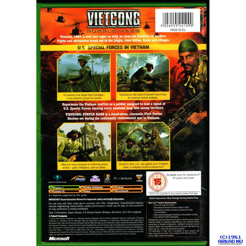 VIETCONG PURPLE HAZE XBOX