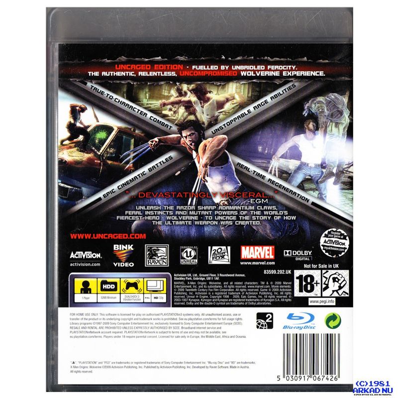 X-MEN ORIGINS WOLVERINE UNCAGED EDITION PS3