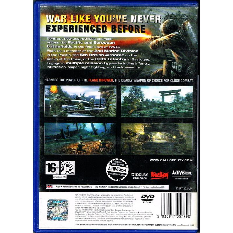 CALL OF DUTY WORLD AT WAR FINAL FRONTS PS2