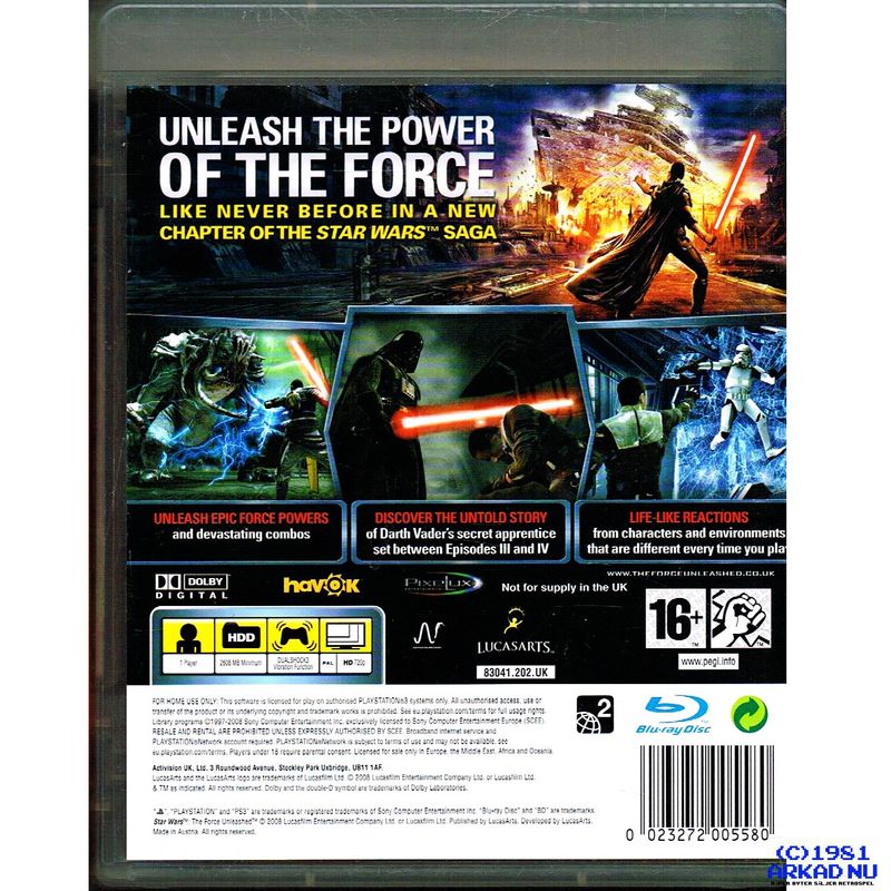 STAR WARS THE FORCE UNLEASHED PS3