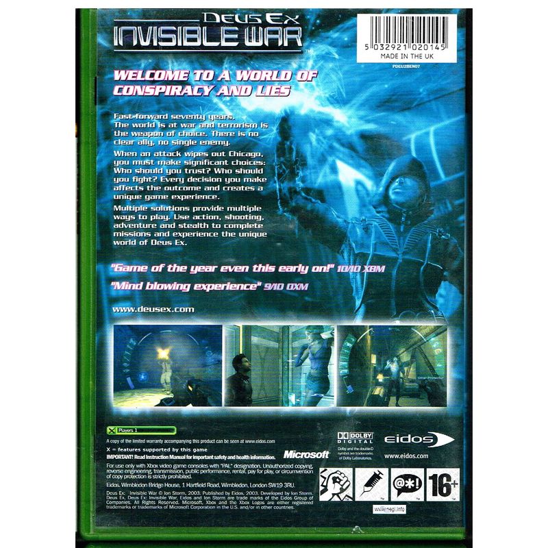 DEUS EX INVISIBLE WAR XBOX