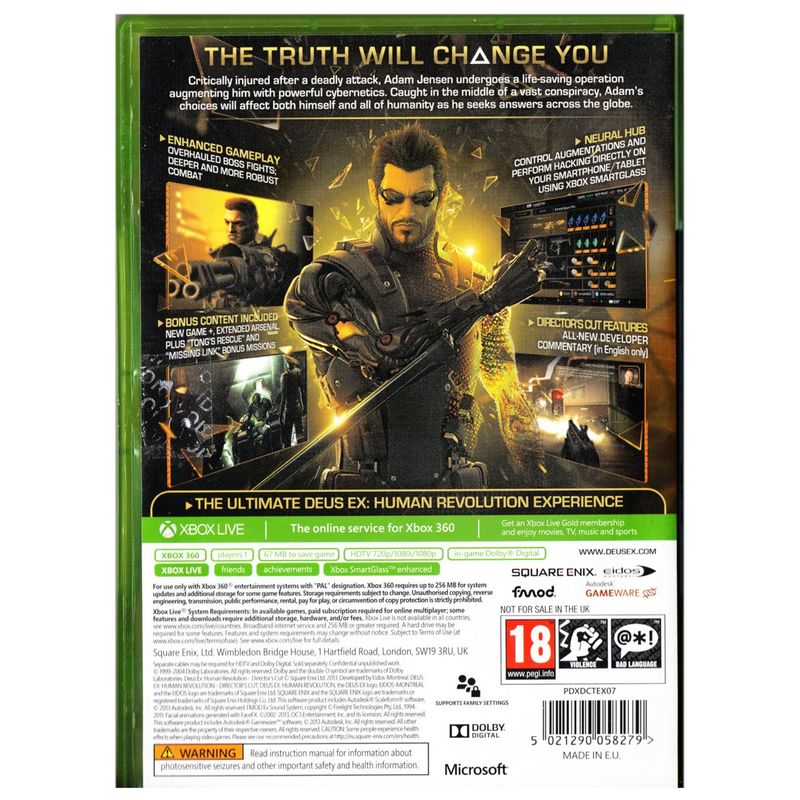 DEUS EX HUMAN REVOLUTION DIRECTORS CUT XBOX 360