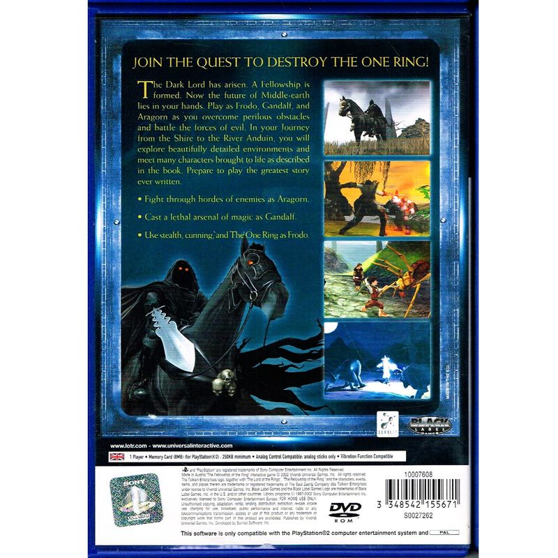 THE LORD OF THE RINGS THE FELLOWSHIP OF THE RING PS2