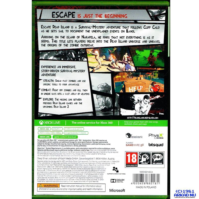 ESCAPE DEAD ISLAND XBOX 360