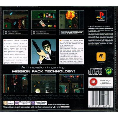 GRAND THEFT AUTO LONDON MISSION PACK #1 LONDON 1969 PS1