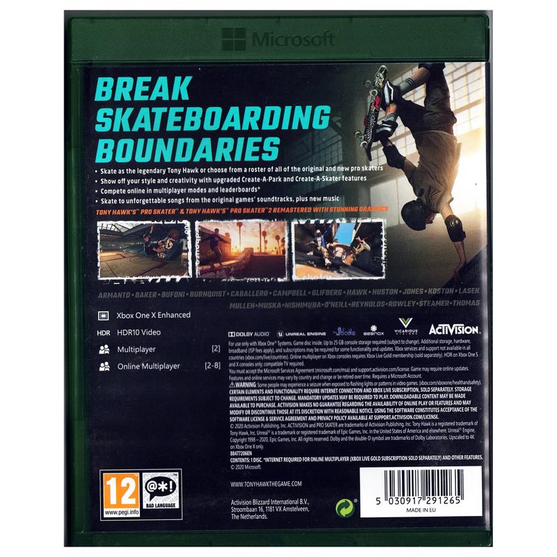 TONY HAWKS PRO SKATER 1+2 XBOX ONE