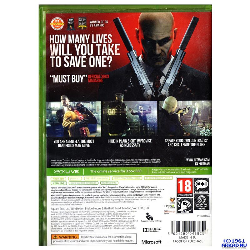 HITMAN ABSOLUTION XBOX 360