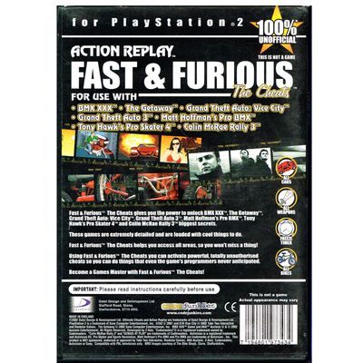 ACTION REPLAY FAST & FURIOUS THE CHEATS PS2