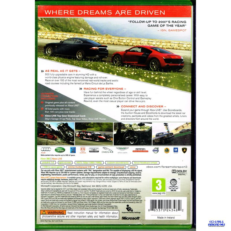 FORZA MOTORSPORT 3 ULTIMATE COLLECTION XBOX 360