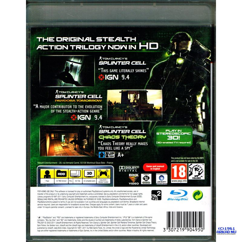 TOM CLANCYS SPLINTER CELL TRILOGY PS3