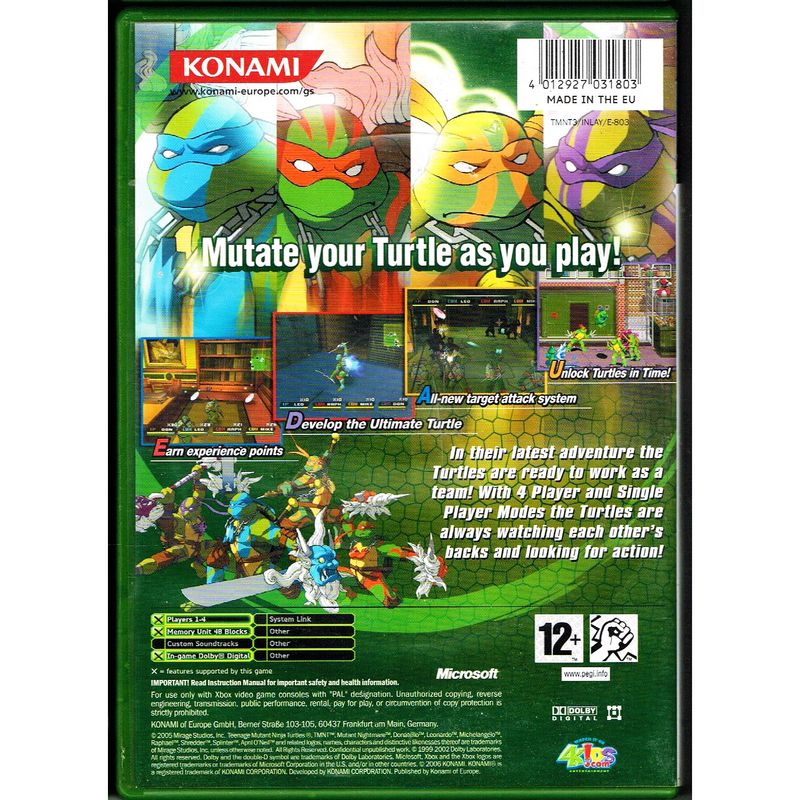 TEENAGE MUTANT NINJA TURTLES 3 MUTANT NIGHTMARE XBOX