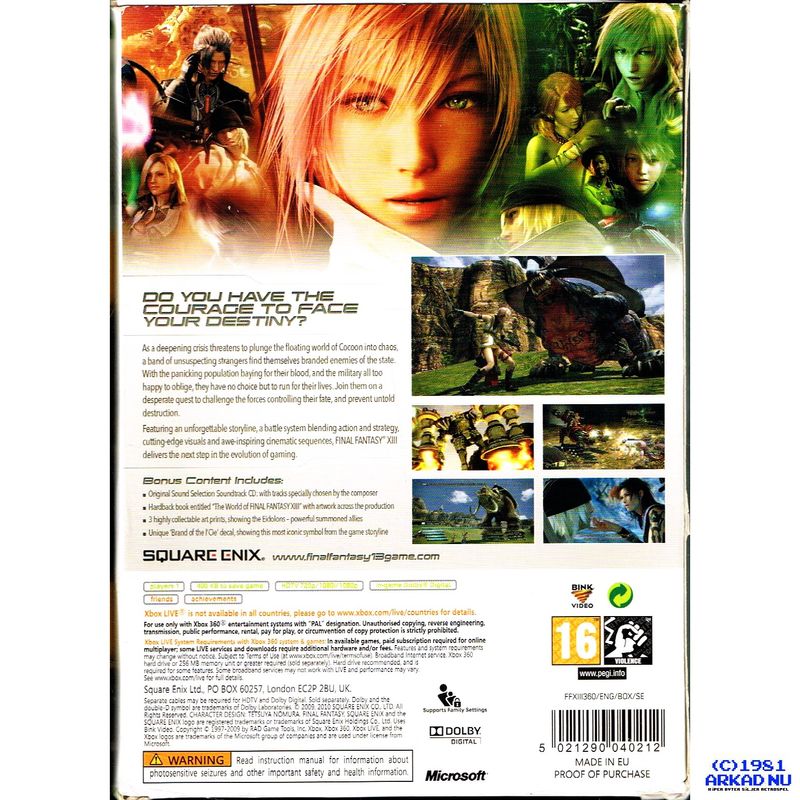 FINAL FANTASY XIII LIMITED COLLECTORS EDITION XBOX 360