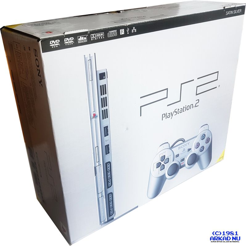 PLAYSTATION 2 SLIM SATIN SILVER NY OBRUTET SIGILL