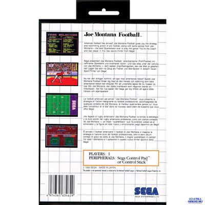 JOE MONTANA FOOTBALL MASTERSYSTEM