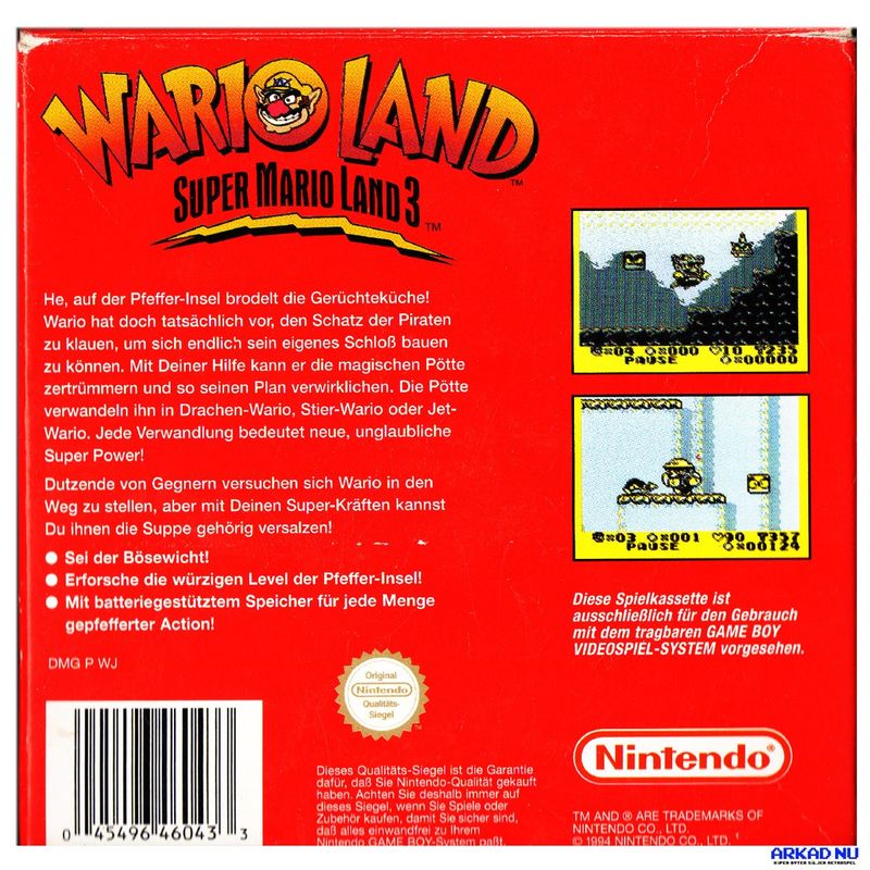 SUPER MARIO LAND 3 WARIO LAND GAMEBOY