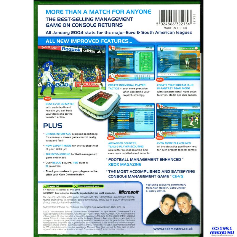 LMA MANAGER 2004 XBOX