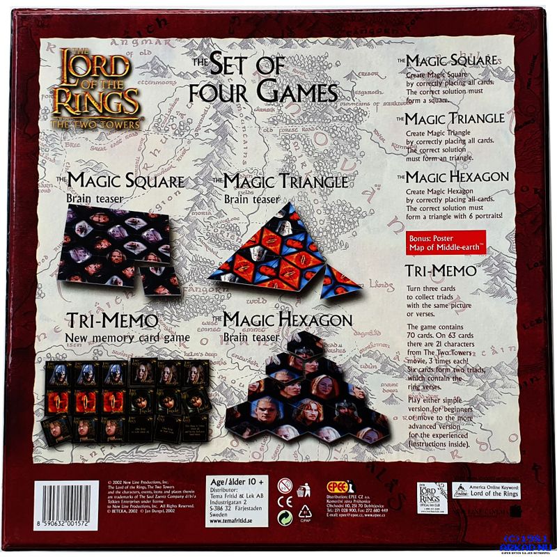 LORD OF THE RINGS THE TWO TOWERS THE SET OF FOUR GAMES SÄLLSKAPSSPEL