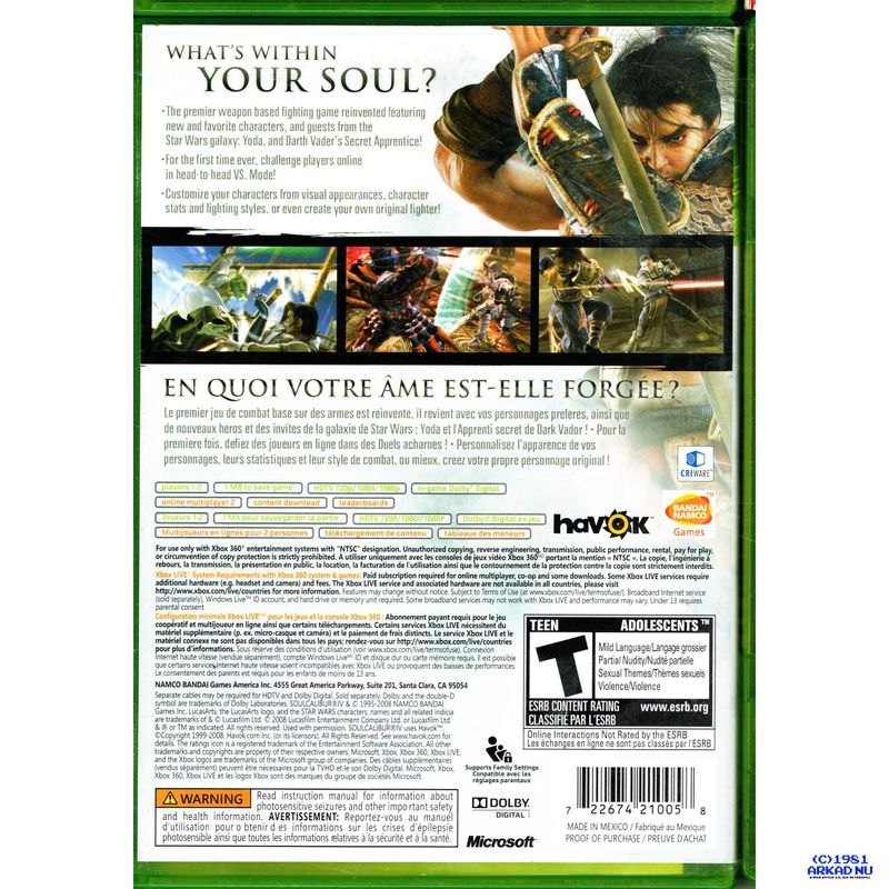 SOUL CALIBUR IV XBOX 360 NTSC USA