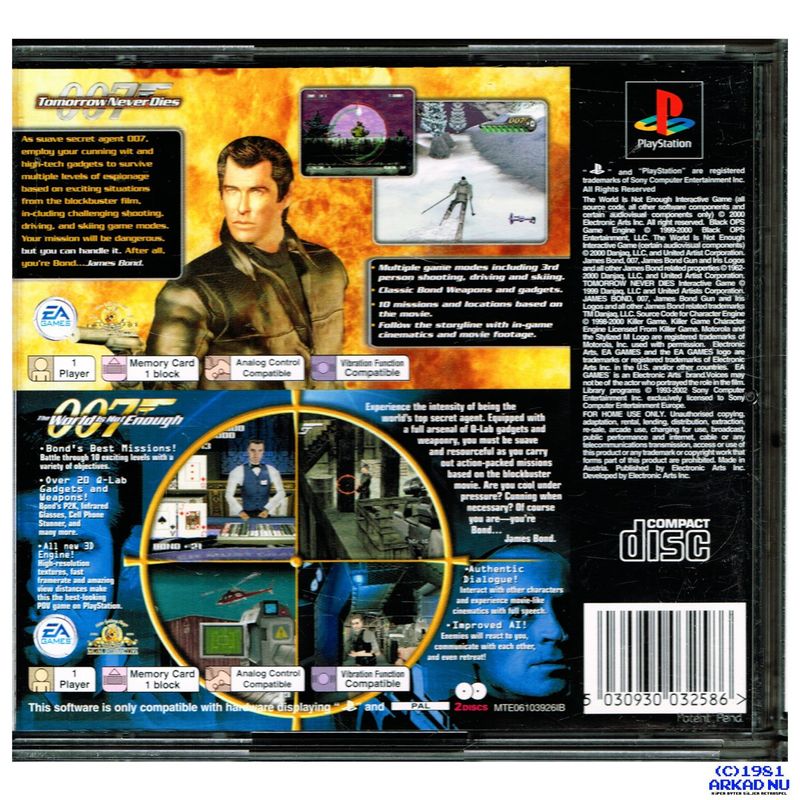 TOMORROW NEVER DIES + THE WORLD IS NOT ENOUGH PS1 2 GAMES