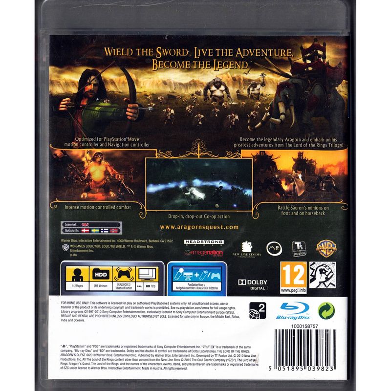 THE LORD OF THE RINGS ARAGORNS QUEST PS3