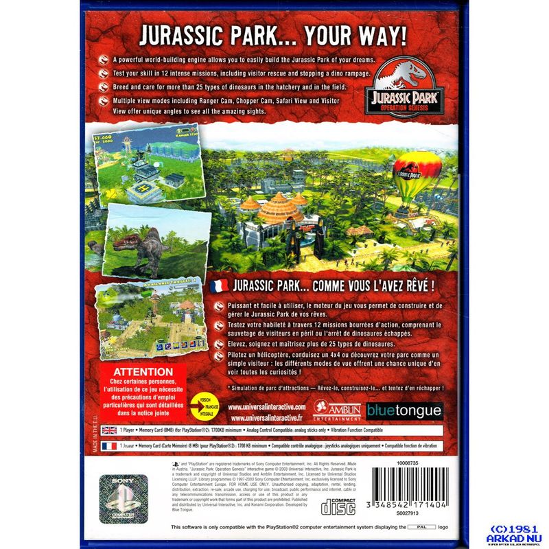 JURASSIC PARK OPERATION GENESIS PS2