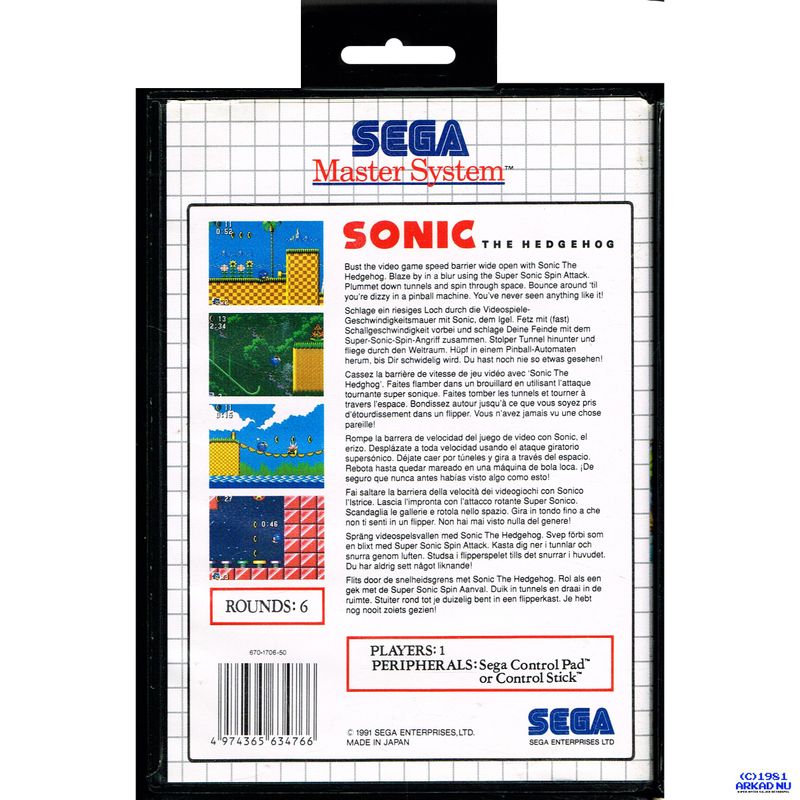 SONIC THE HEDGEHOG MASTERSYSTEM