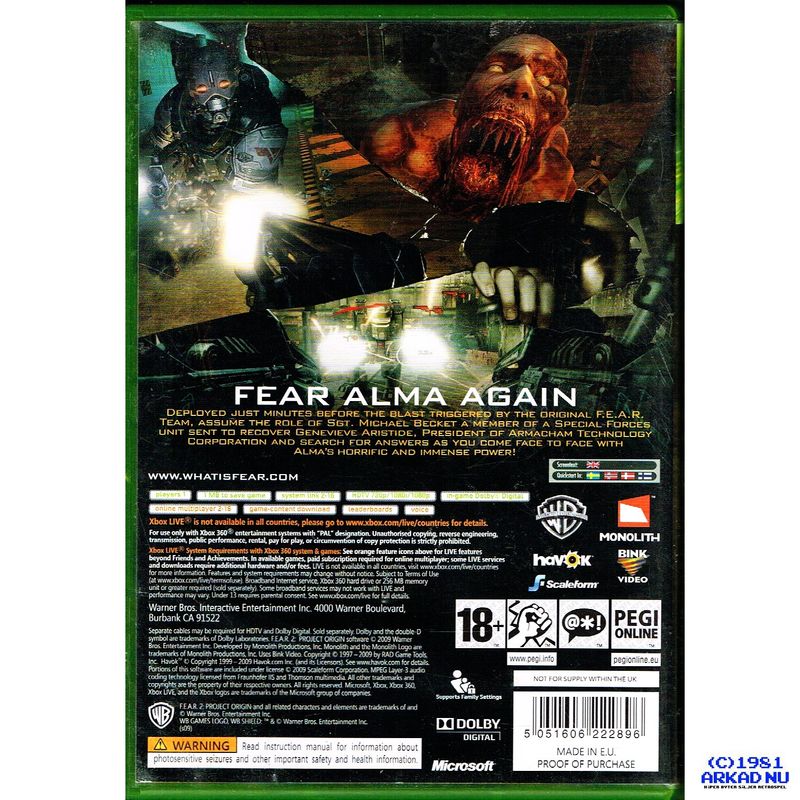 FEAR 2 PROJECT ORIGIN XBOX 360