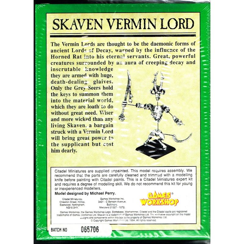 SKAVEN VERMIN LORD WARHAMMER GAMES WORKSHOP 1994