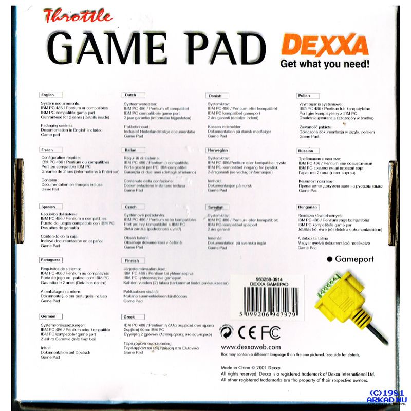 LOGITECH DEXXA THROTTLE GAMEPAD RETRO PC