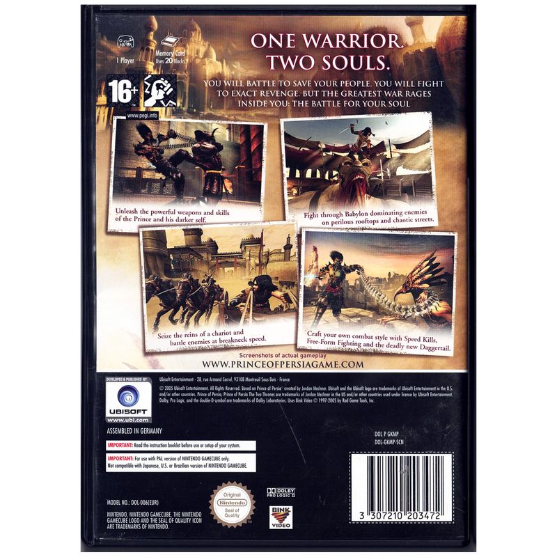 PRINCE OF PERSIA THE TWO THRONES GAMECUBE