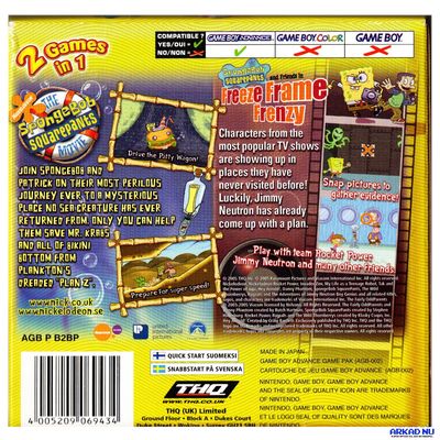 SPONGEBOB SQUAREPANTS THE MOVIE + FREEZE FRAME FRENZY GAMEBOY ADVANCE