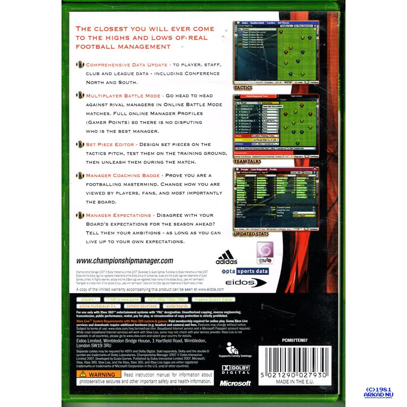 CHAMPIONSHIP MANAGER 2007 XBOX 360