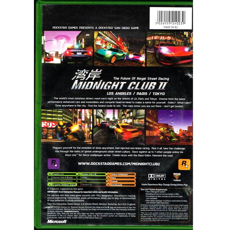 MIDNIGHT CLUB II XBOX