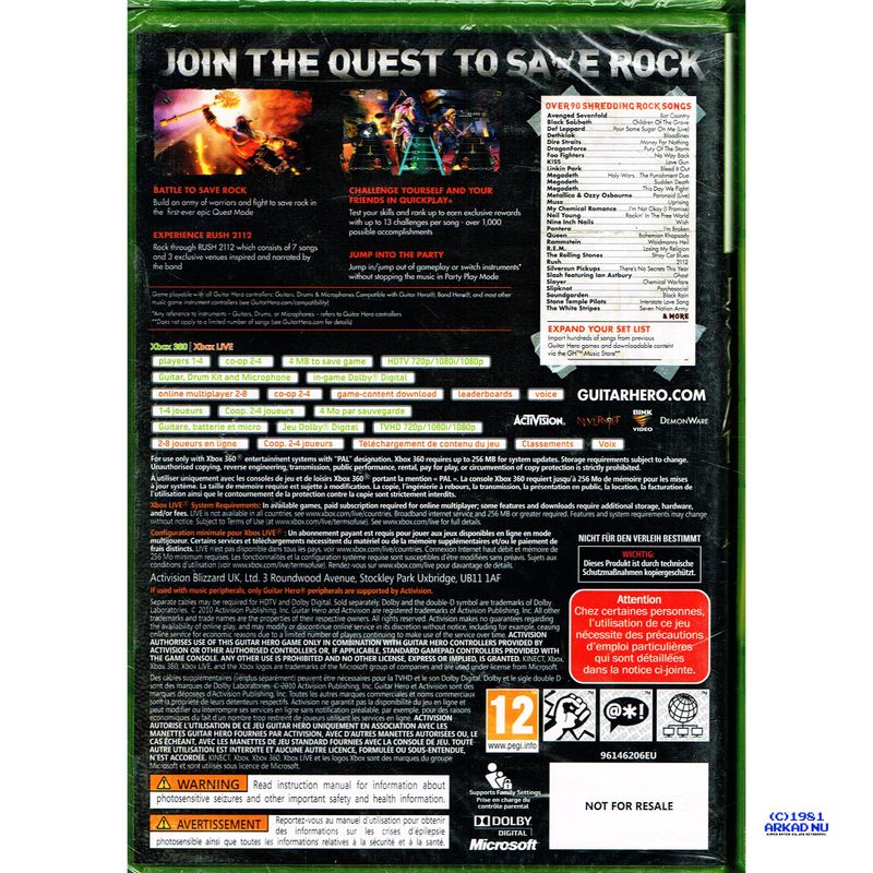 GUITAR HERO WARRIORS OF ROCK XBOX 360