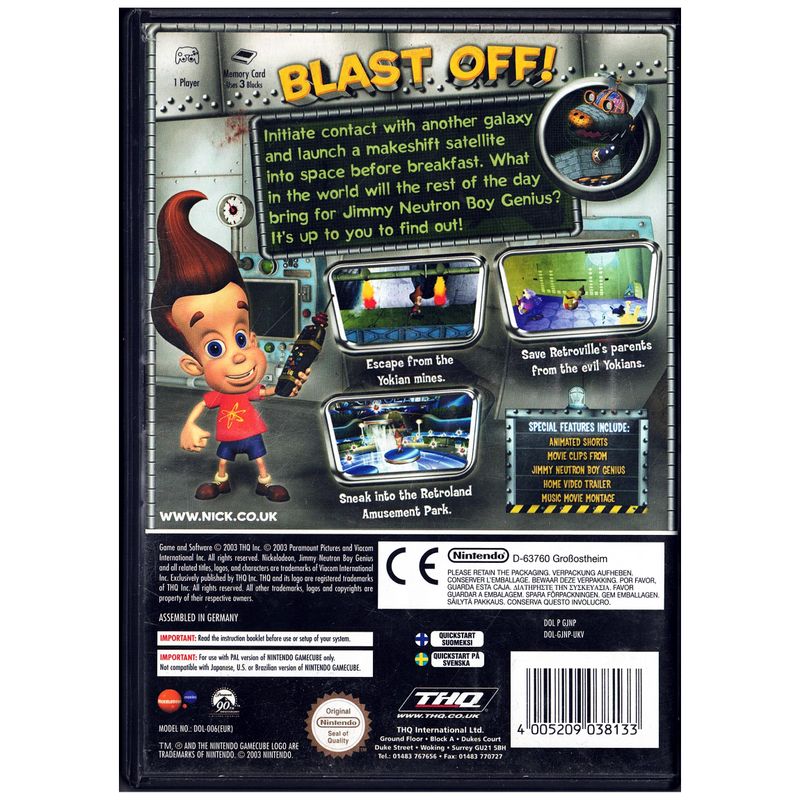 JIMMY NEUTRON BOY GENIUS GAMECUBE