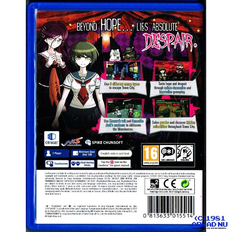 DANGANRONPA ANOTHER EPISODE ULTRA DESPAIR GIRLS PS VITA