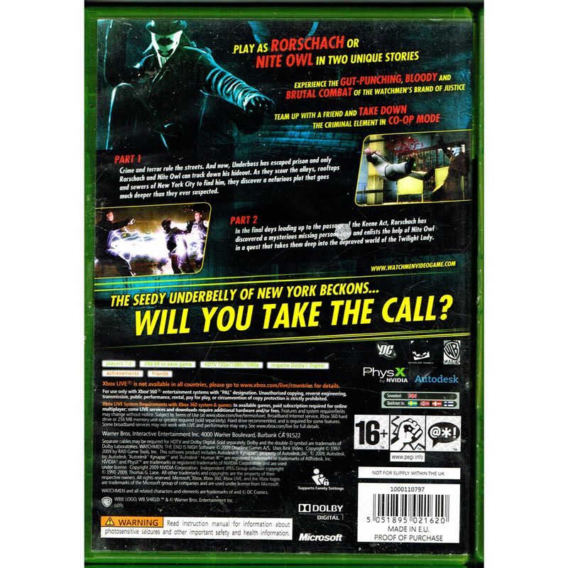 WATCHMEN THE END IS NIGH PARTS 1 AND 2 XBOX 360