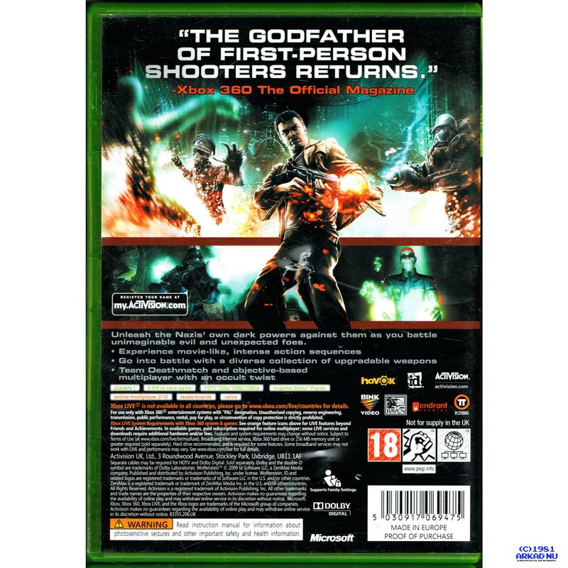 WOLFENSTEIN XBOX 360