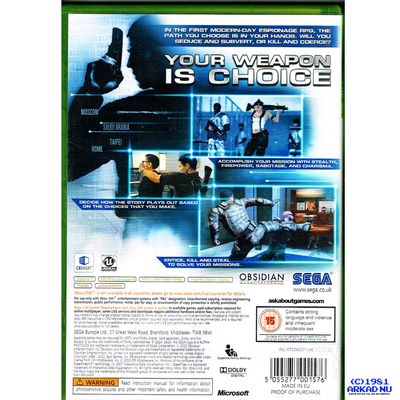 ALPHA PROTOCOL XBOX 360