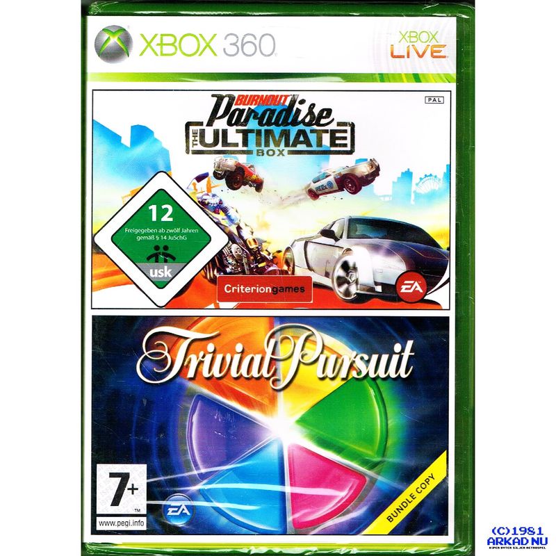 BURNOUT PARADISE THE ULTIMATE BOX + TRIVIAL PURSUIT XBOX 360