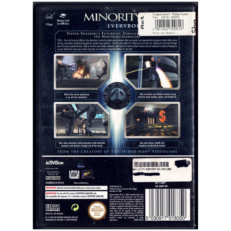 MINORITY REPORT EVERYBODY RUNS GAMECUBE RENTAL