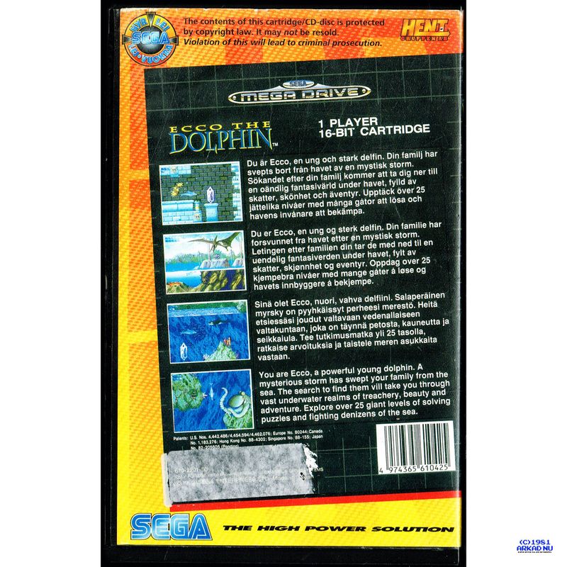 ECCO THE DOLPHIN MEGADRIVE HENT HYRUTGÅVA