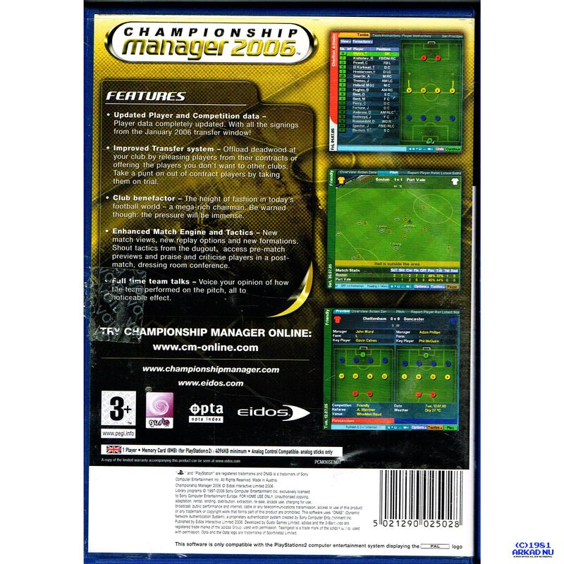 CHAMPIONSHIP MANAGER 2006 PS2
